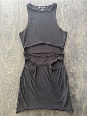 PrettyLittleThing Black Cutout Midi Dress